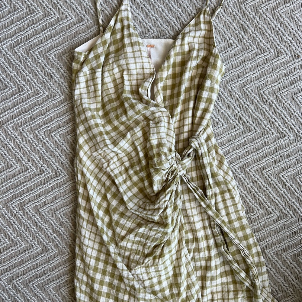 Green Checkered Women's wrap sundress